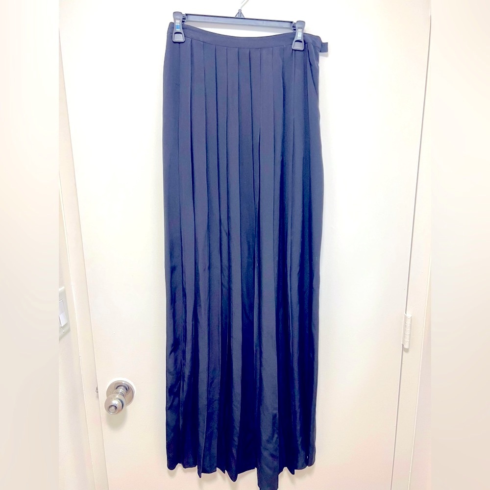 Tibi silk pleated maxi skirt with pockets